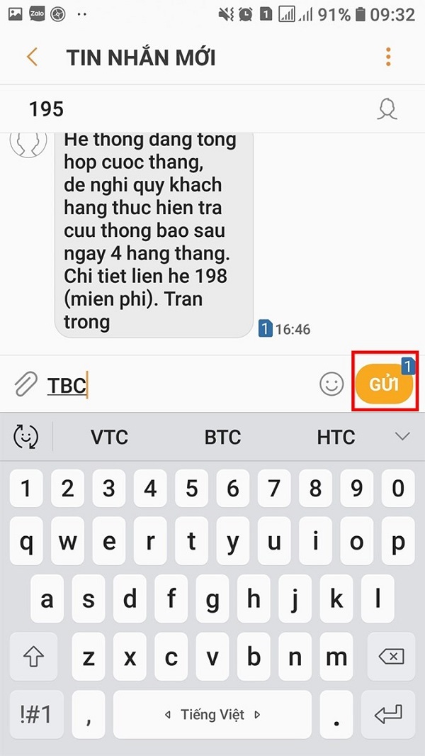 Kiểm tra qua SMS