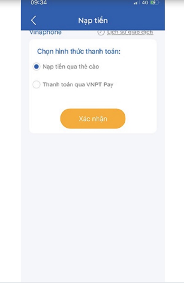 Nạp thẻ Vinaphone cho thuê bao khác qua App My VNPT