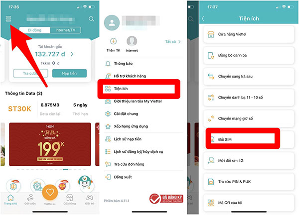 Đăng kí eSIM onl qua ứng dụng My Viettel